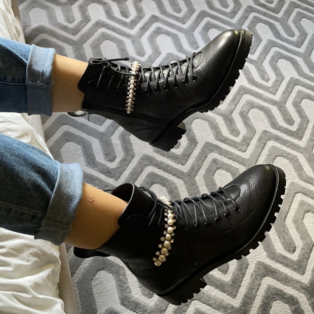 - Jimmy Choo
Cruz Flat Crystal/Pearl Detail Boot - Picture 6 of 16